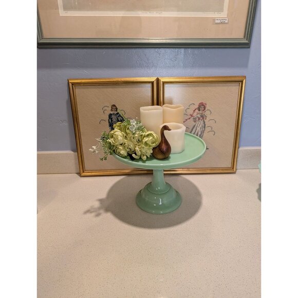 Mosser Glass Jadeite 9 in Pedestal Cake Stand Milk Glass USA decore - Picture 14 of 16